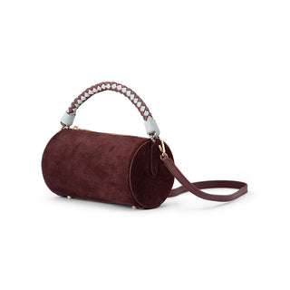 Barrel Bag - Burgundy suede